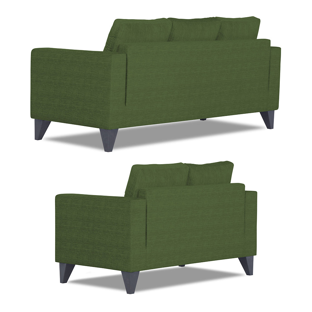Adorn India Wood Hallton Plain 3+2 5 Seater Sofa Set (Green) (3 Year Warranty)