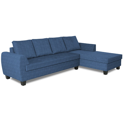 Adorn India Raiden Decent Premium L Shape 6 Seater Sofa Set with Center Table (Right Hand Side) (Blue) (3 Year Warranty)