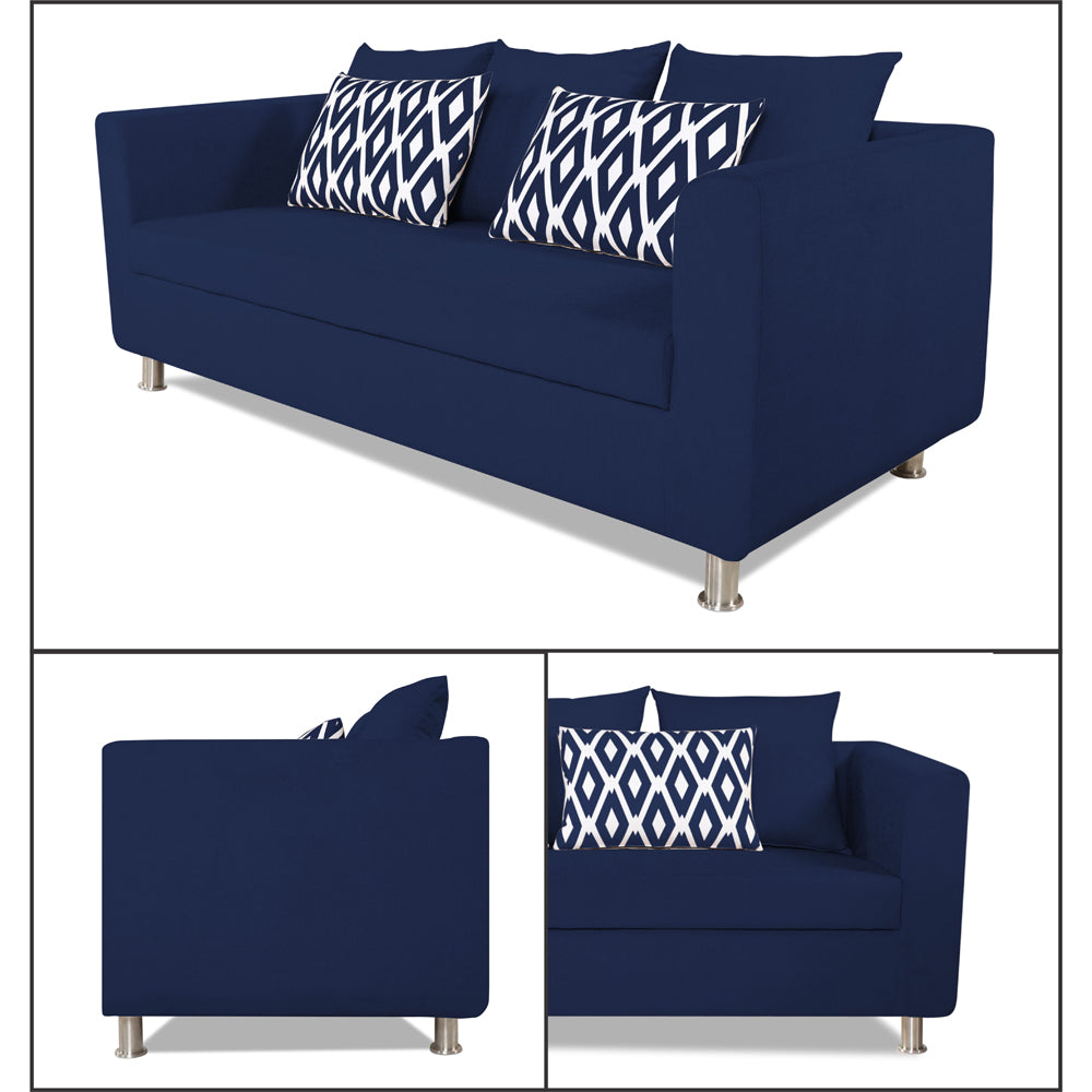 Adorn India Poland 3-1-1 Five Seater Sofa Set (Blue)