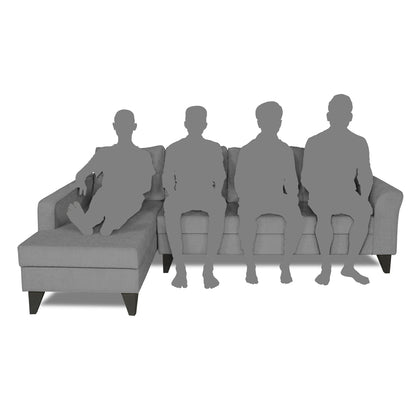 Adorn India Maddox Plain L Shape 6 Seater Sofa Set LHS (Grey) (3 Year Warranty)