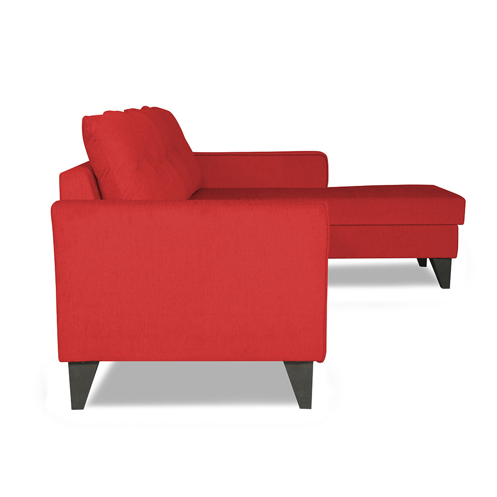 Adorn India Wood Maddox Tufted L Shape 5 Seater Sofa Set RHS (Red) (3 Year Warranty)