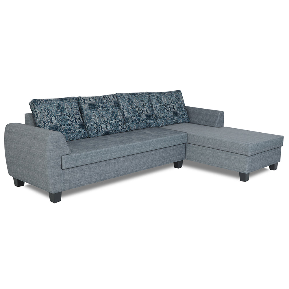 Adorn India Raiden Crafty L Shape 6 Seater Sofa Set with Center Table (Right Hand Side) (Grey) (3 Year Warranty)