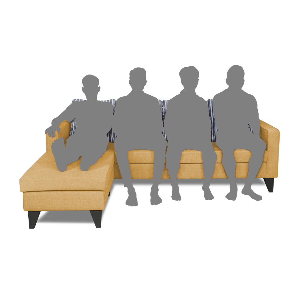 Adorn India Chandler Plain L Shape 5 Seater Sofa Set LHS (Beige) (3 Year Warranty)