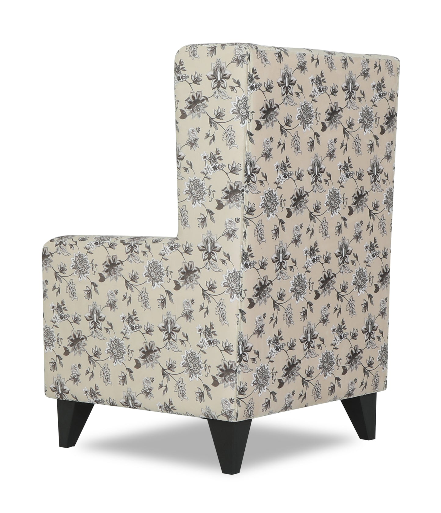 Adorn India Christopher 1 Seater Wing Chair Floral Print (Beige)