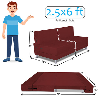 Adorn India Easy Alyn Plus Decent 1 Seater Sofa Cum Bed (2.5x6) (Maroon) (1 Year Warranty)