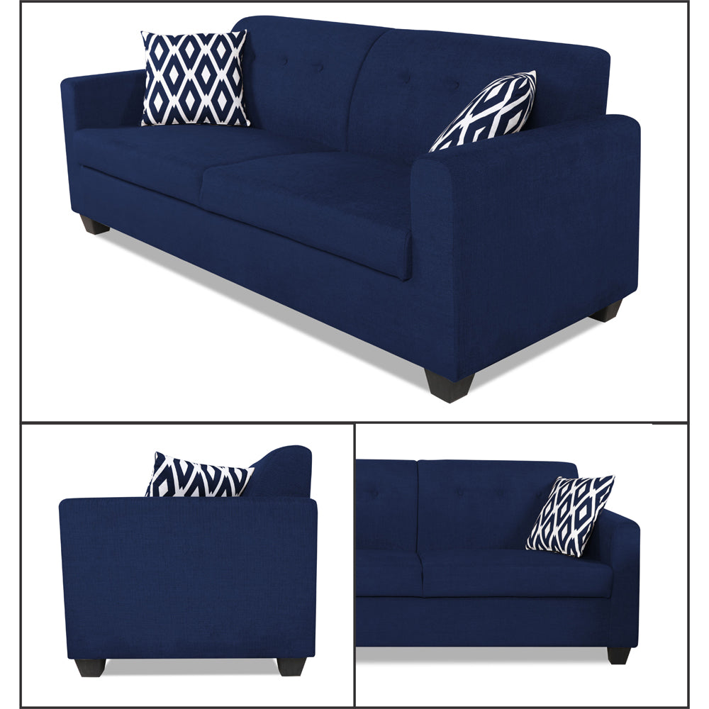 Adorn India Blazer Plus 3 Seater Sofa (Blue)