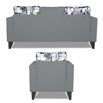 Adorn India Hallton Digital Print Cushion 3-1-1 Five Seater Sofa Set (Grey) (3 Year Warranty)