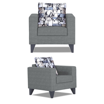 Adorn India Hallton Digitel Print Cushion 3+2+1 6 Seater Sofa Set (Grey) (3 Year Warranty)
