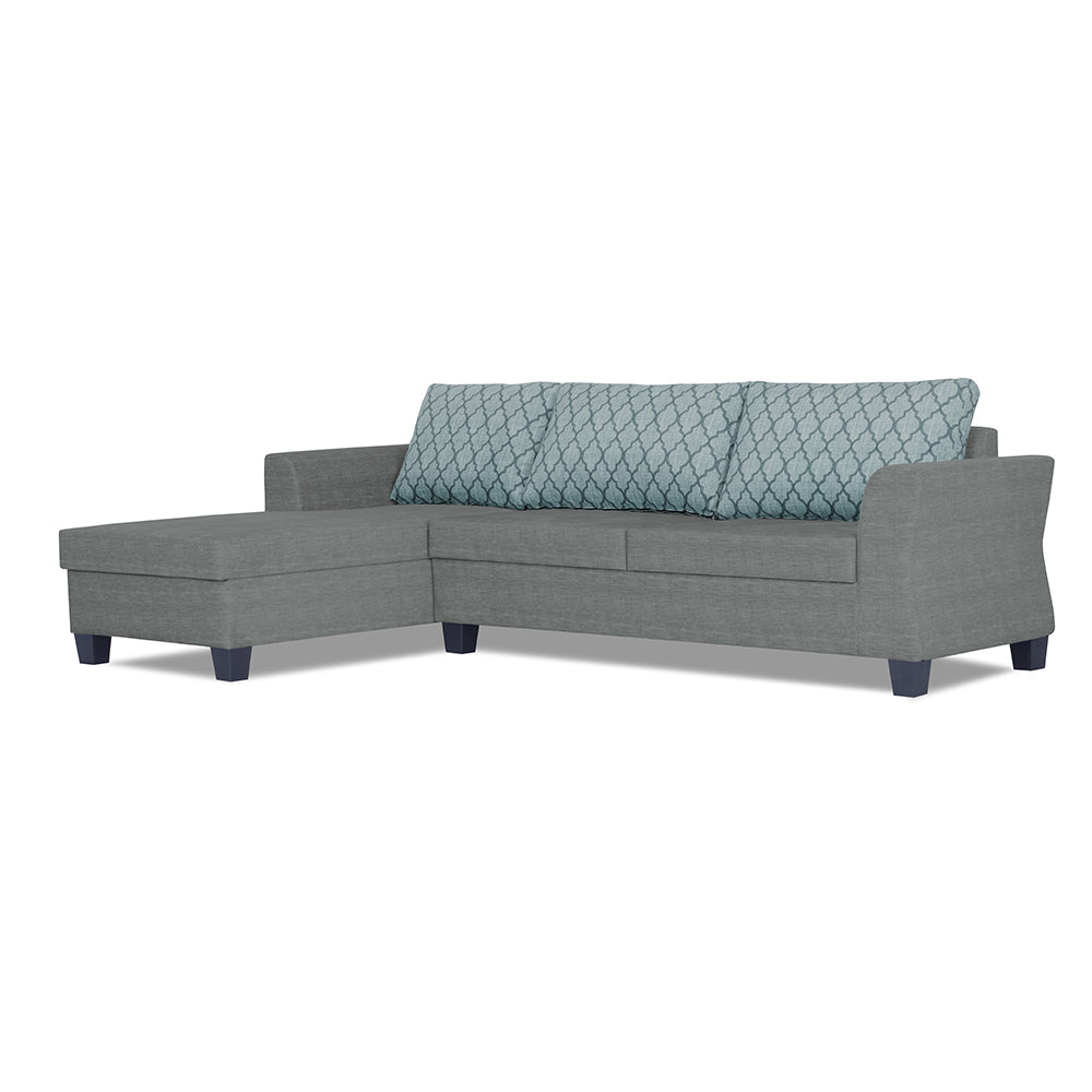Adorn India Valencia Plus L Shape 6 Seater Sofa Set Blossom (Left Hand Side) (Grey)