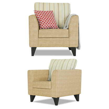 Adorn India Lawson Stripes 3+2+1 6 Seater Sofa Set with Centre Table (Beige)