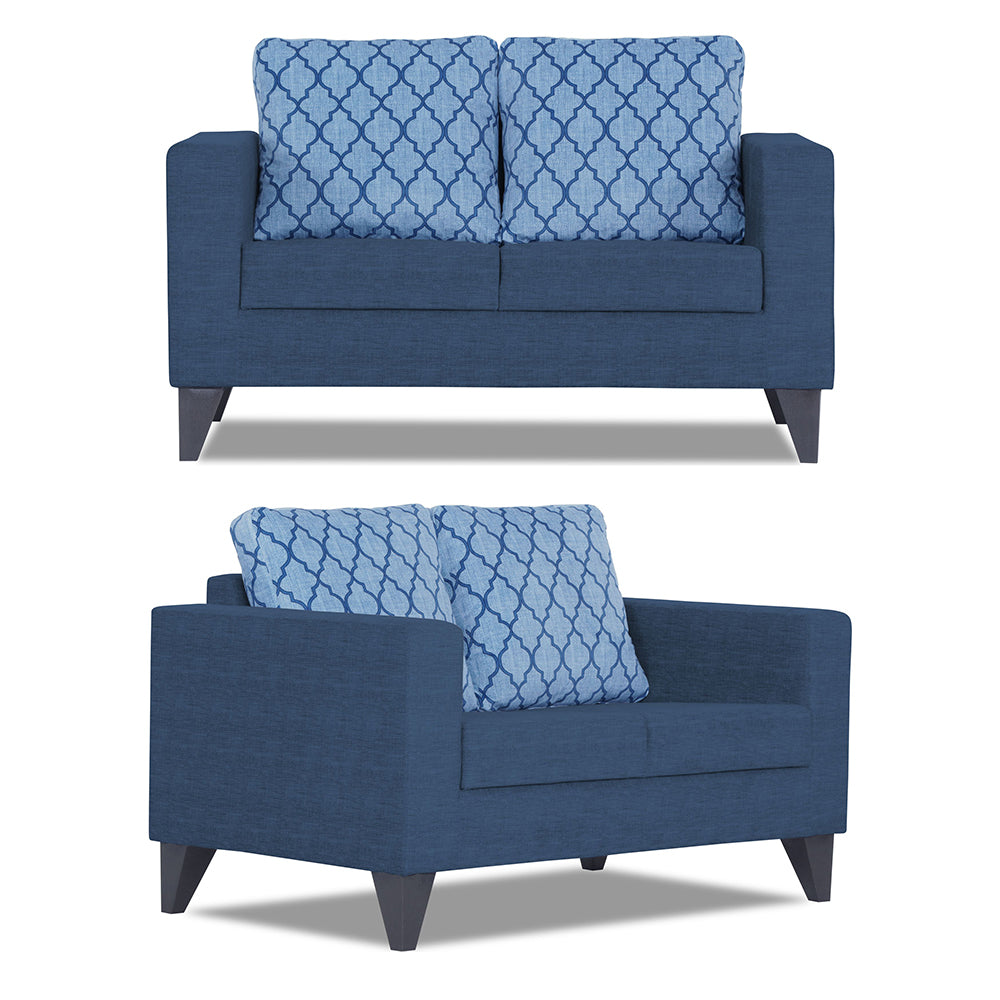 Adorn India Straight line Plus Blossom 3+2 5 Seater Sofa Set (Blue)