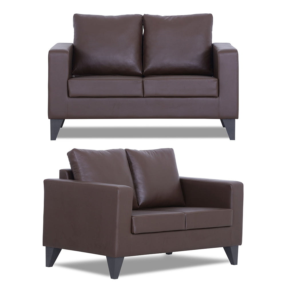 Adorn India Straight line Plus Leatherette 3+2 5 Seater Sofa Set (Brown) (3 Year Warranty)