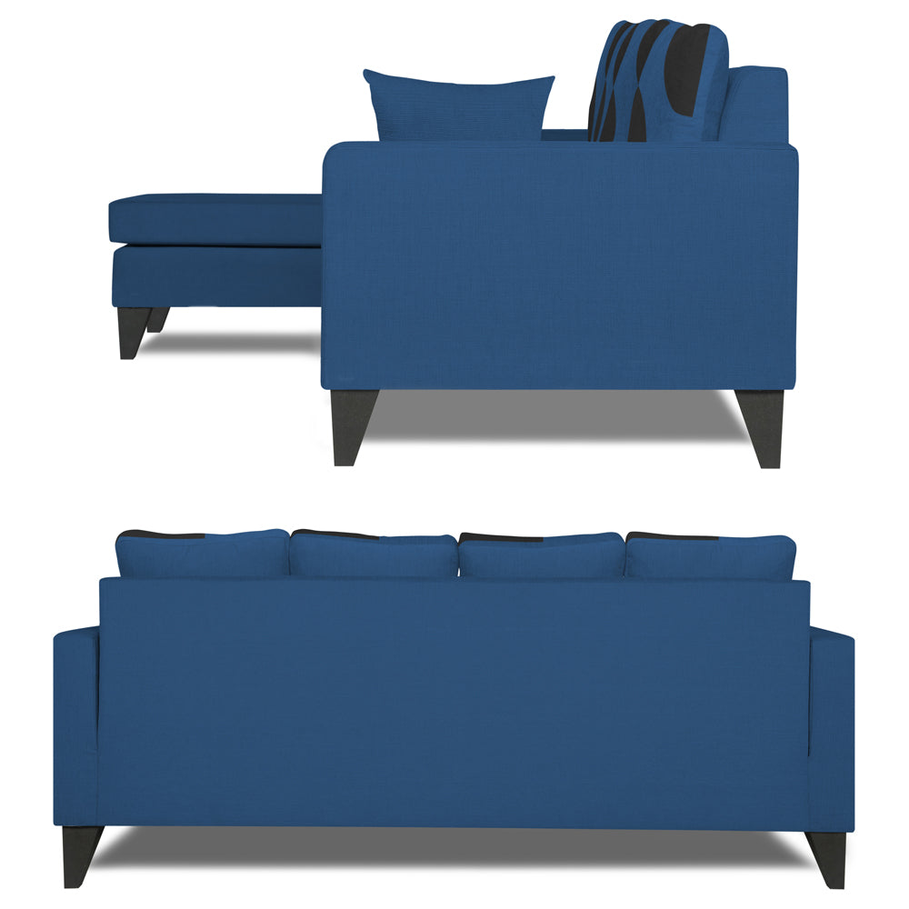 Adorn India Denver L Shape 5 Seater Sofa Set LHS (Blue) (3 Year Warranty)