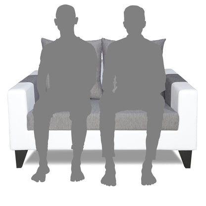 Adorn India Ashley Stripes Leatherette Fabric 2 Seater Sofa (Grey & White) (3 Year Warranty)