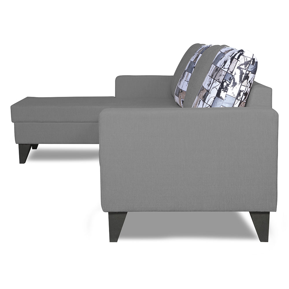 Adorn India Hallton L Shape 5 Seater Sofa Set Digitel Print (Left Hand Side) (Grey) (3 Year Warranty)