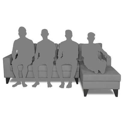Adorn India Hallton Plain L Shape 6 Seater Sofa Set RHS (Grey) (3 Year Warranty)