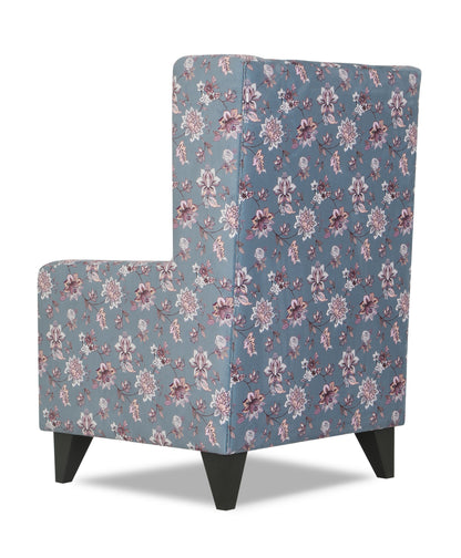 Adorn India Christopher 1 Seater Wing Chair Floral Print with Puffy (Grey)