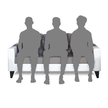 Adorn India Ashley Stripes Leatherette Fabric 3 Seater Sofa (Grey & White) (3 Year Warranty)