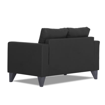 Adorn India Straight line Plus Leatherette 2 Seater Sofa (Black) (3 Year Warranty)