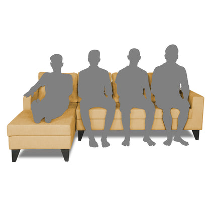 Adorn India Hallton L Shape Decent Sofa Set 7 Seater with Ottoman (Left Side) (Beige) (3 Year Warranty)