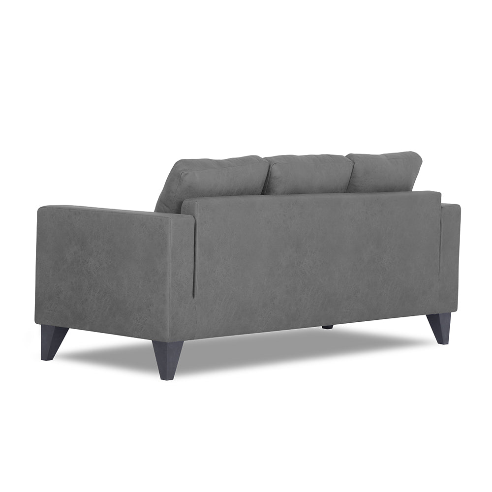 Adorn India Straight line Plus Premium Leatherette Suede 3 Seater Sofa (Grey) (3 Year Warranty)