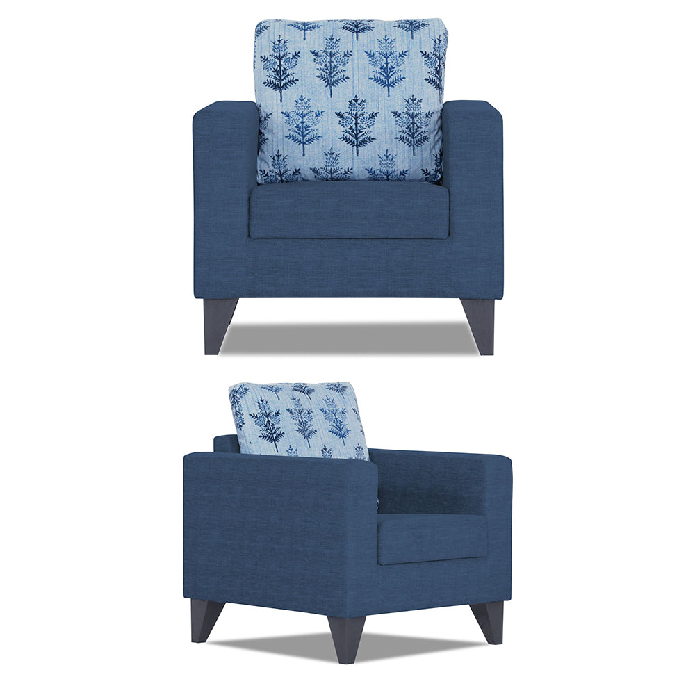 Adorn India Straight line Plus Leaf 3+1+1 5 Seater Sofa Set (Blue)(3 Year Warranty)