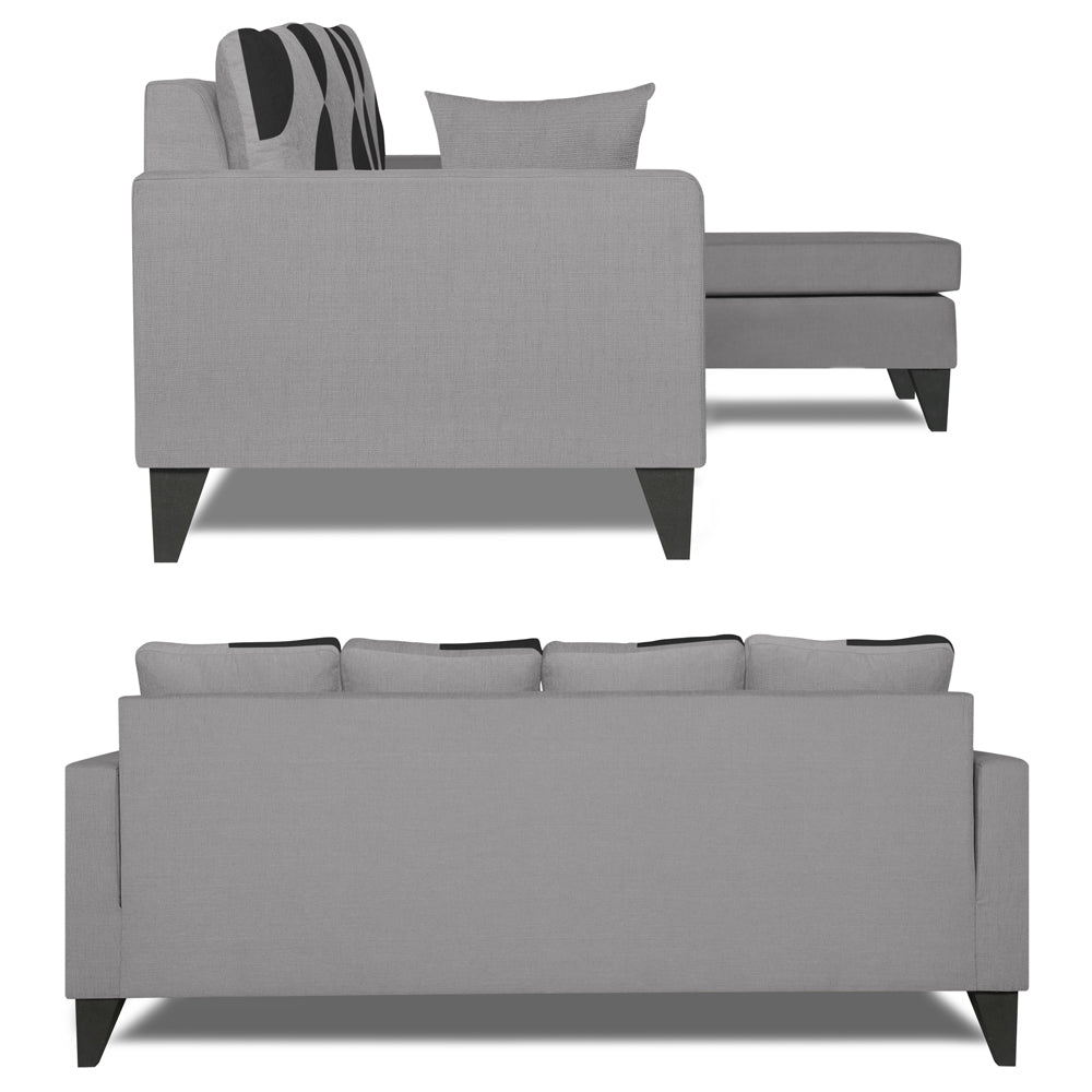 Adorn India Denver L Shape 5 Seater Sofa Set RHS (Grey) (3 Year Warranty)