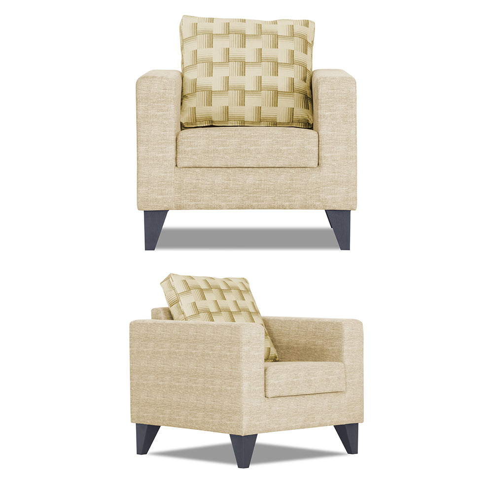 Adorn India Straight line Plus Bricks 3+1+1 5 Seater Sofa Set (Beige) (3 Year Warranty)