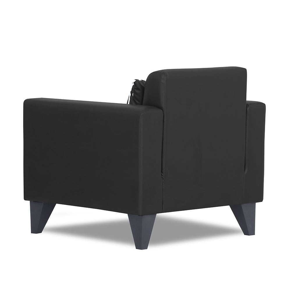 Adorn India Bladen Leatherette 1 Seater Sofa (Black)