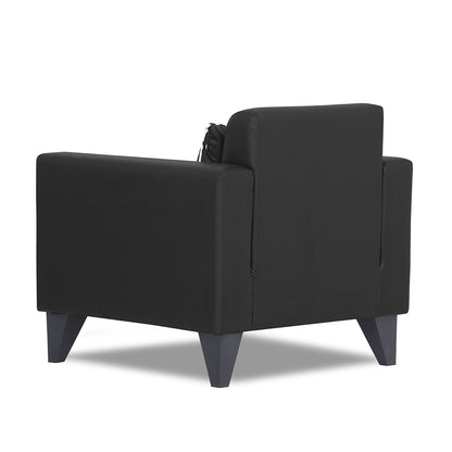 Adorn India Bladen Leatherette 1 Seater Sofa (Black)