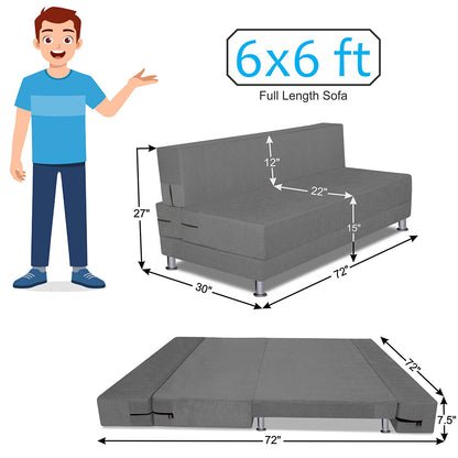Adorn India Foam Easy Alyn Plus Decent 4 Seater Sofa Cum Bed (6X6) (Grey)(1 Year Warranty)