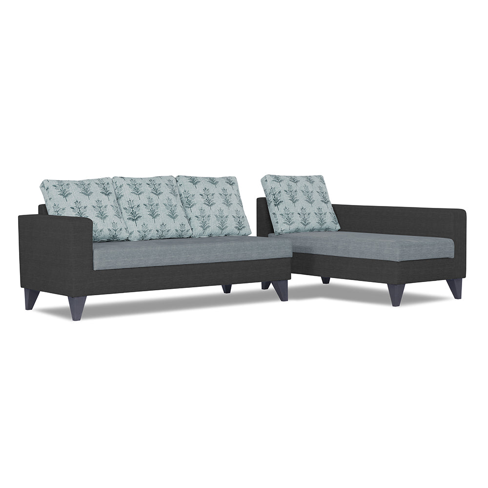 Adorn India Beetle Plus Leaf L Shape 6 Seater Sofa Set (Right Hand Side)(Black & Grey) (3 Year Warranty)