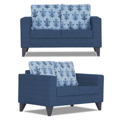 Adorn India Straight line Plus Leaf 3+2 5 Seater Sofa Set (Blue) (3 Year Warranty)