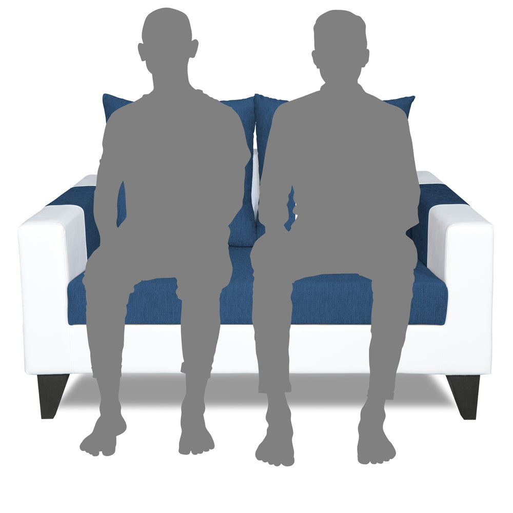 Adorn India Ashley Stripes Leatherette Fabric 2 Seater Sofa (Blue & White) (3 Year Warranty)