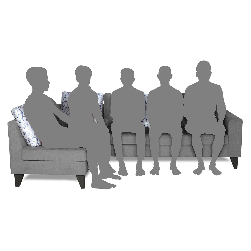 Adorn India Bryson L Shape 6 Seater Sofa Set Digitel Print (Left Hand Side) (Grey) (3 Year Warranty)
