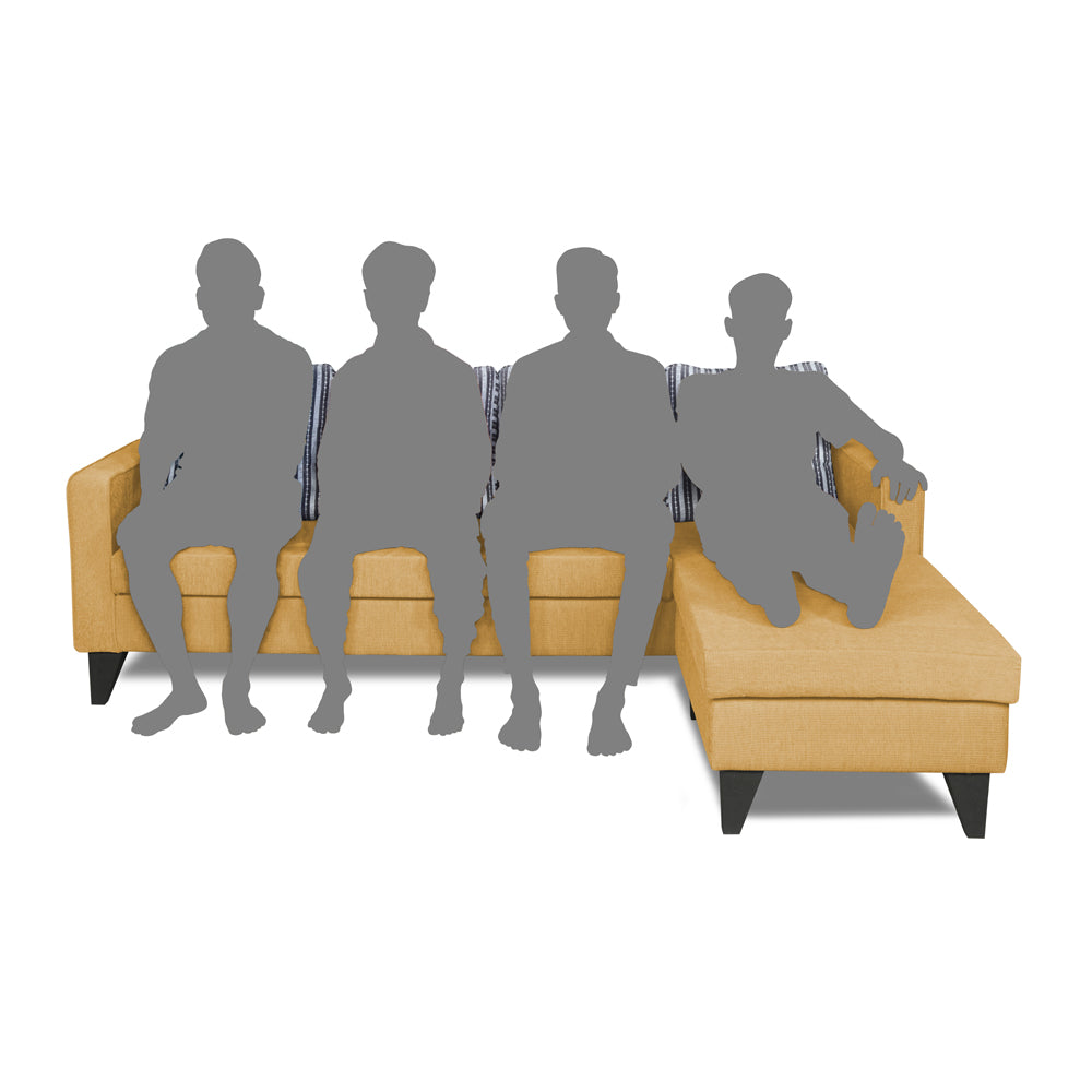 Adorn India Chandler Stripes L Shape 5 Seater Sofa Set RHS (Beige) (3 Year Warranty)