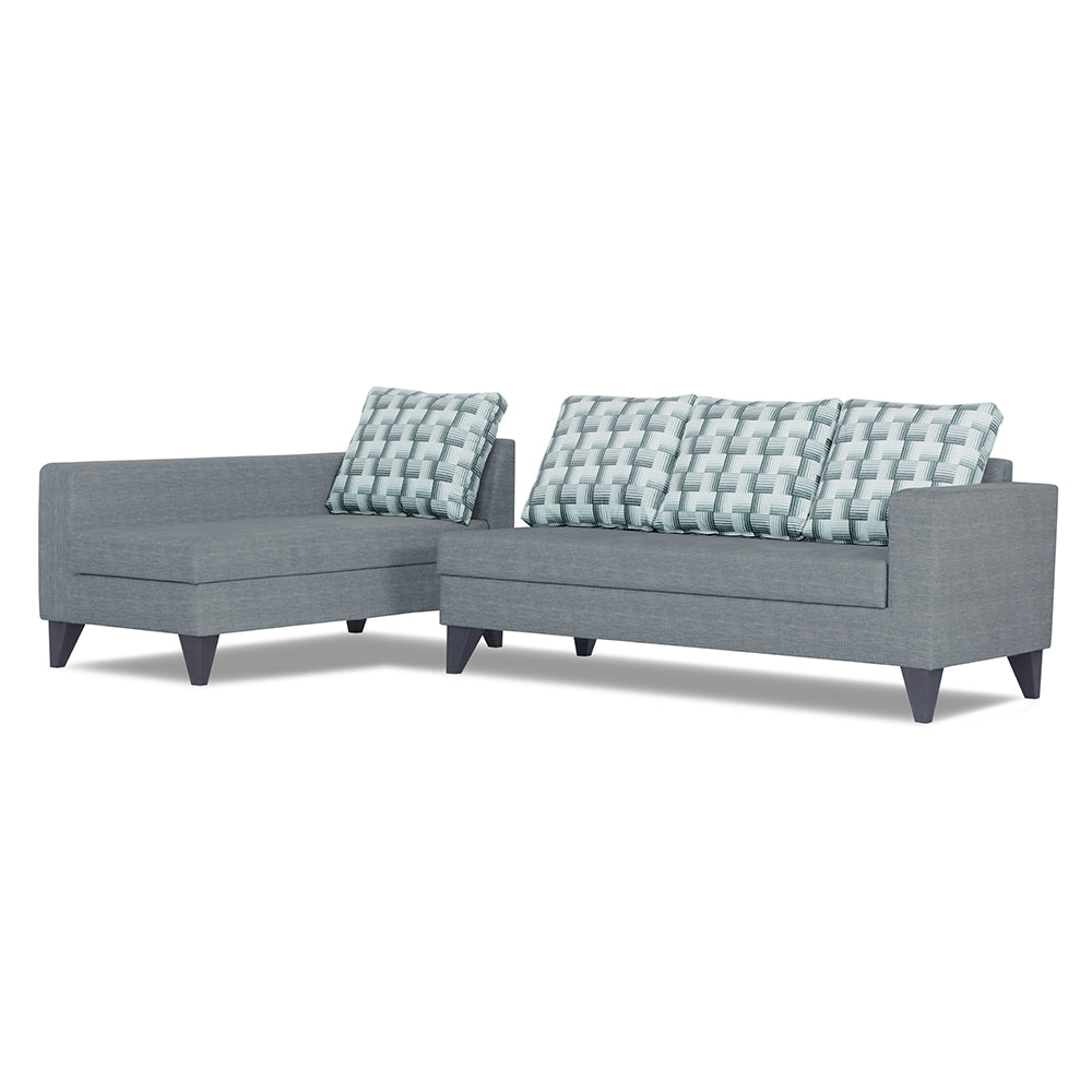 Adorn India Beetle Plus Bricks L Shape 6 Seater Sofa Set (Left Hand Side) (Grey) (3 Year Warranty)