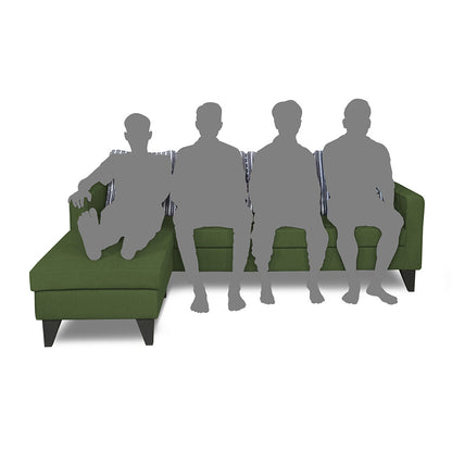 Adorn India Chandler Plain L Shape 5 Seater Sofa Sofa Set Lhs (Green) (3 Year Warranty)