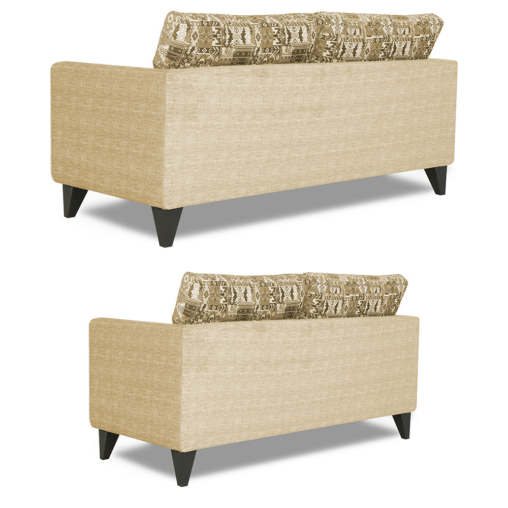 Adorn India Sheldon Crafty 3+2 5 Seater Sofa Set with Centre Table (Beige)