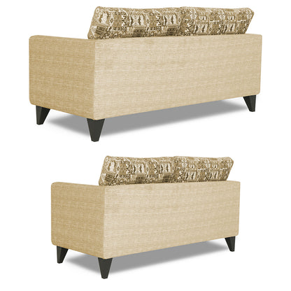 Adorn India Sheldon Crafty 3+2 5 Seater Sofa Set with Centre Table (Beige)