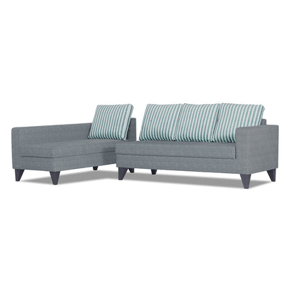 Adorn India Beetle Plus Stripes L Shape 6 Seater Sofa Set (Left Hand Side) (Grey) (3 Year Warranty)
