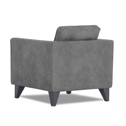 Adorn India Enzo Decent Premium Leatherette Suede 1 Seater Sofa (Grey)