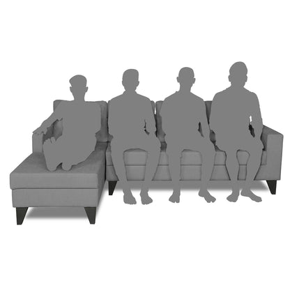 Adorn India Hallton Plain L Shape 6 Seater Sofa Set LHS (Grey) (3 Year Warranty)