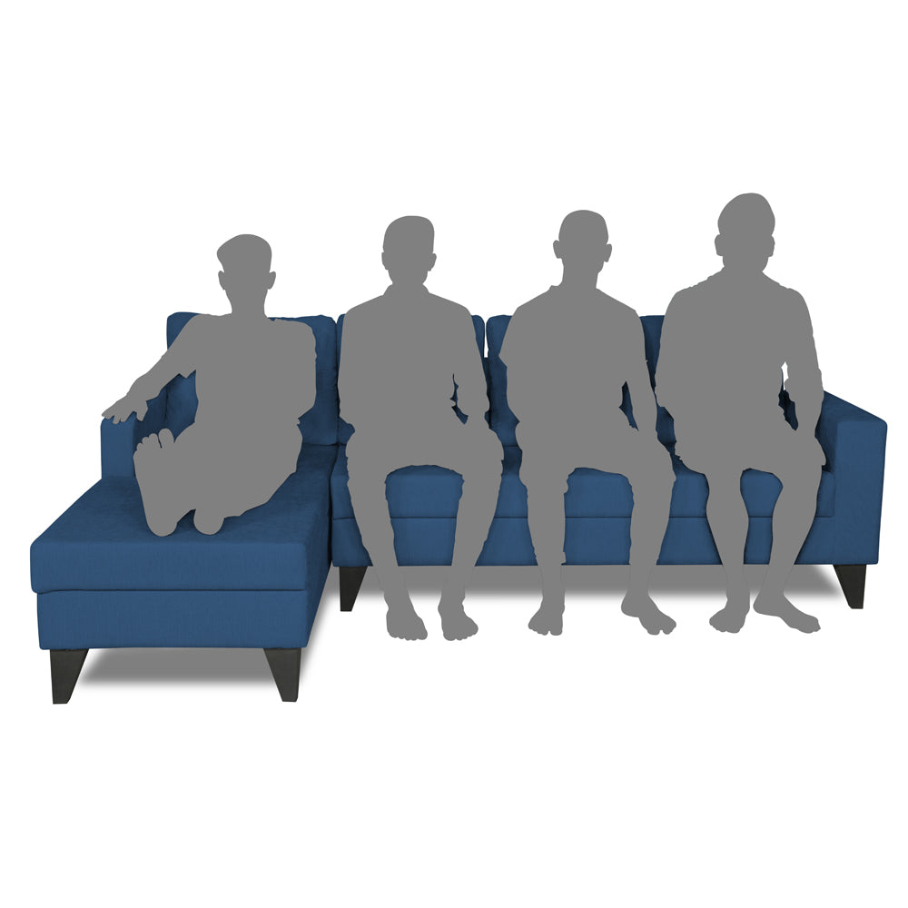 Adorn India Hallton Plain L Shape 6 Seater Sofa Set LHS (Blue) (3 Year Warranty)