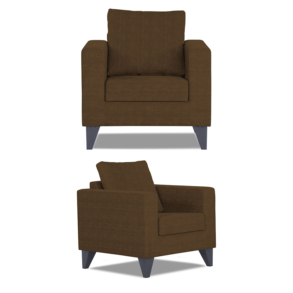 Adorn India Hallton Plain 3+2+1 6 Seater Sofa Set (Brown) (3 Year Warranty)