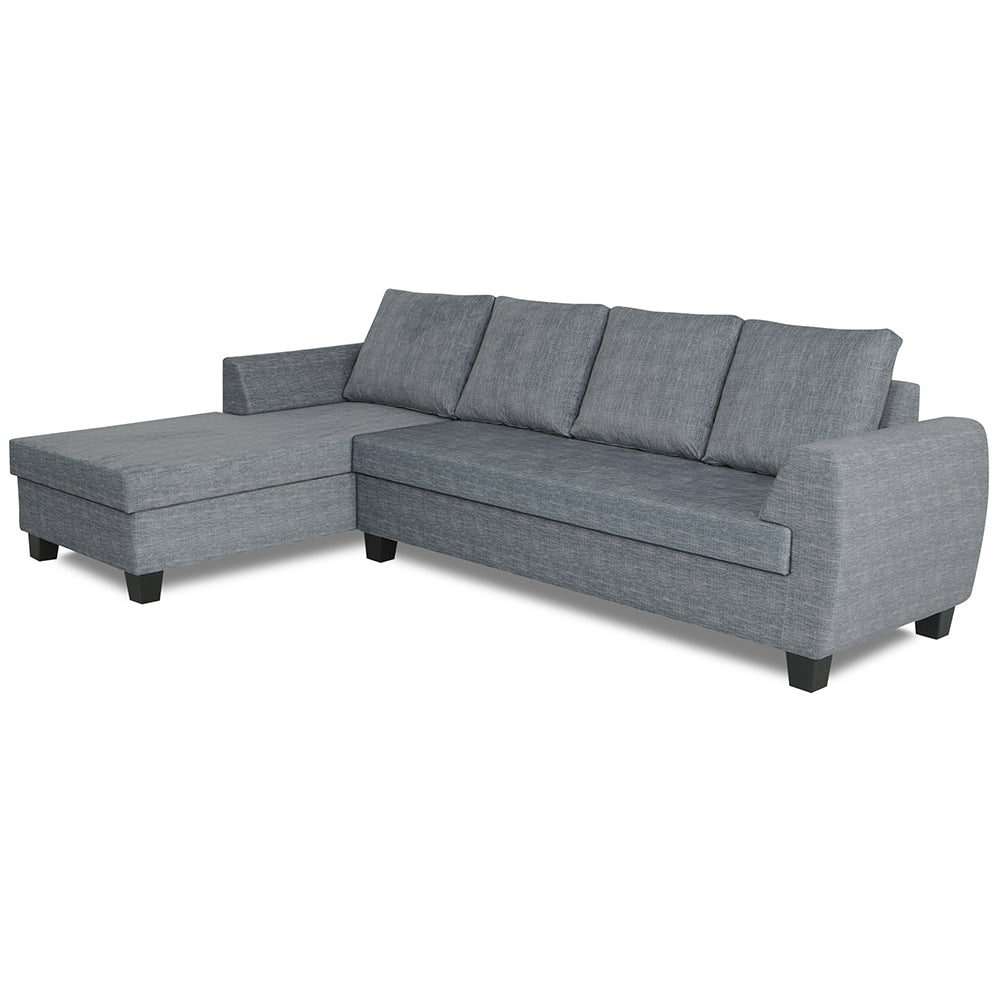 Adorn India Raiden Decent Premium L Shape 6 Seater Sofa Set with Center Table (Left Hand Side) (Grey) (3 Year Warranty)