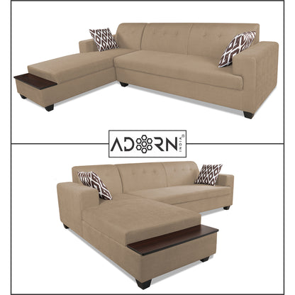 Adorn India Blazer L Shape 6 Seater Sofa Set (Left Side) (Beige)