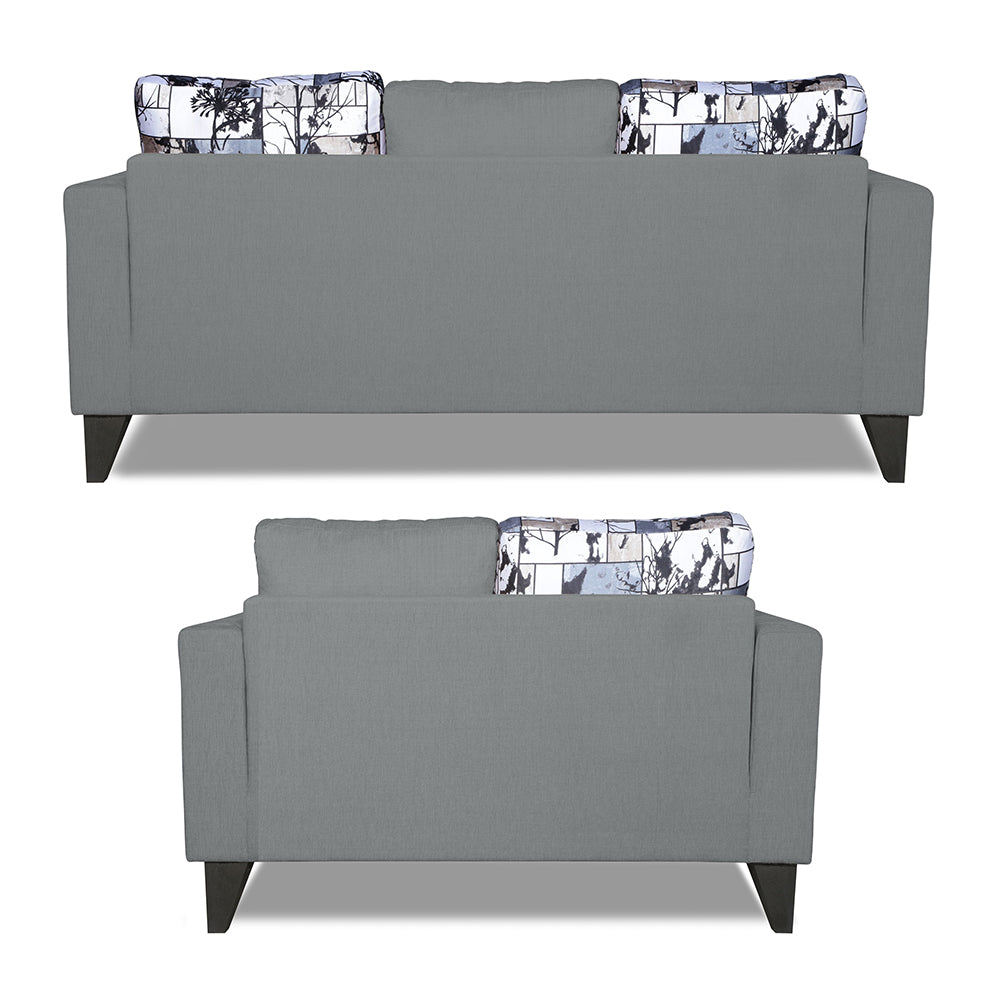 Adorn India Hallton Digitel Print Cushion 3+2 5 Seater Sofa Set (Grey) (3 Year Warranty)