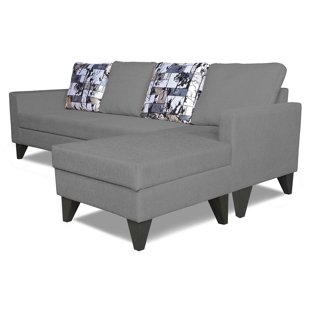 Adorn India Hallton L Shape 5 Seater Sofa Set Digitel Print (Right Hand Side) (Grey) (3 Year Warranty)
