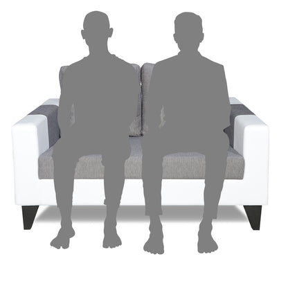 Adorn India Ashley Plain Leatherette Fabric 2 Seater Sofa (Grey & White) (3 Year Warranty)